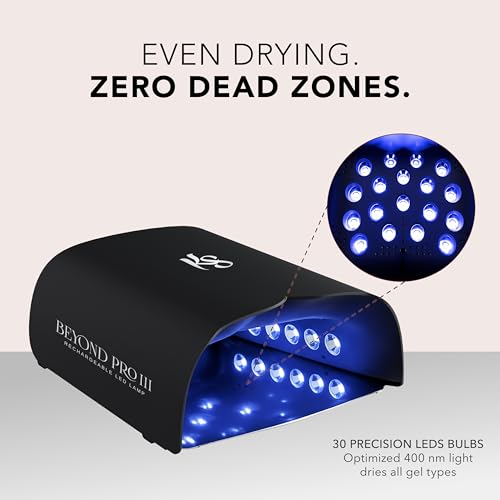 Image of KIARA SKY Beyond Pro V3 UV LED Nail Lamp Black - Cordless Rechargeable Gel Lamp w /Smart Sensor, Flashcure Low Heat Mode, Full-Hand Coverage & Timer for Gel Polish, Builder Top Coat 48W (240v)