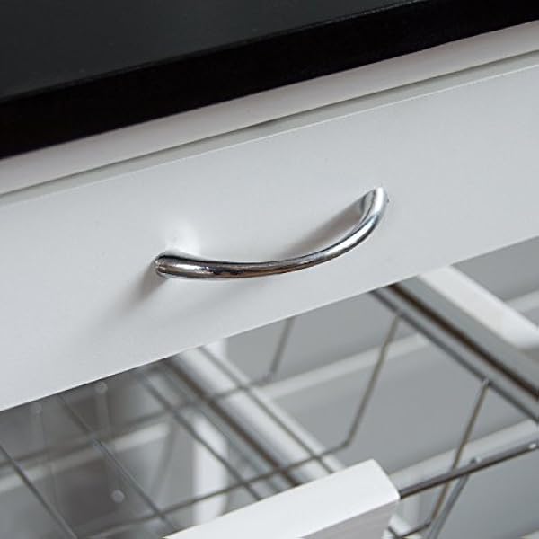 Chef Vida 4 nivåer köksvagn vagn förvaringskorgar låda, tall, vit och svart, 81 x 37 x 37 cm