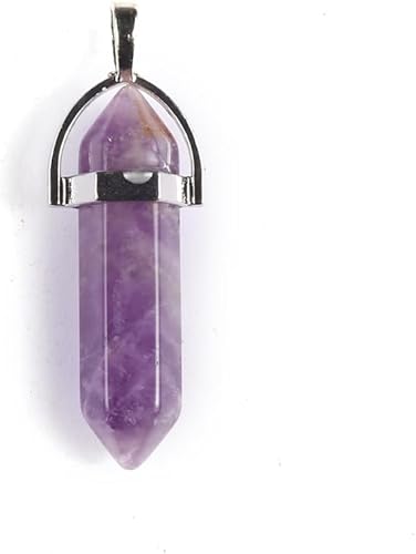 Miniatura 3 de 20 dijes de piedra natural, prisma hexagonal, cuarzo rosa, amatista, cristales curativos, dijes de piedra para hacer joyas, collares de bricolaje