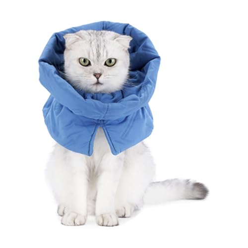 FUPUONE アニマルネッカー 猫 ソフト エリザベスカラー 猫用 柔らかい (ブルー, M)