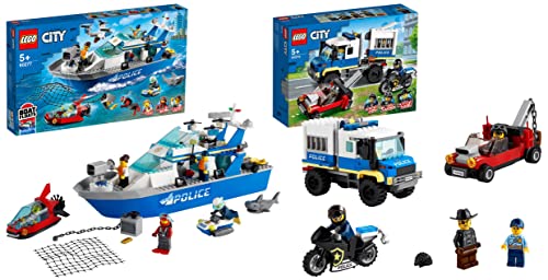 Image of LEGO Patrol Boat 60277+60276 City Police Prisoner Transport Tow Truck Toy - (Set of 2 Toys)