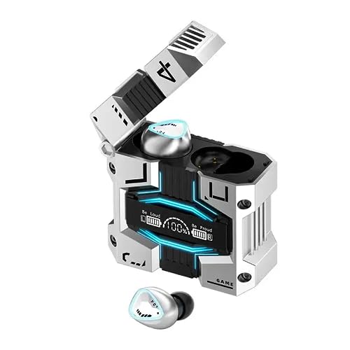 StitchGreen M45 True Wireless Earbuds with ENC, Bluetooth 5.3, IPX7 Waterproof, 120 Hours Long Battery Life with Built-in Mic, Compatible with iPhone & Androids (Silver)