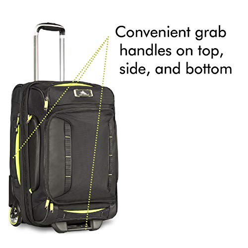 High Sierra AT8 Wheeled Upright Duffel Bag, Black/Zest, 22-Inch