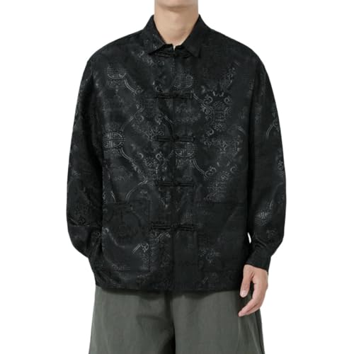 Chemise en satin style japonais pour homme à manches longues chic
