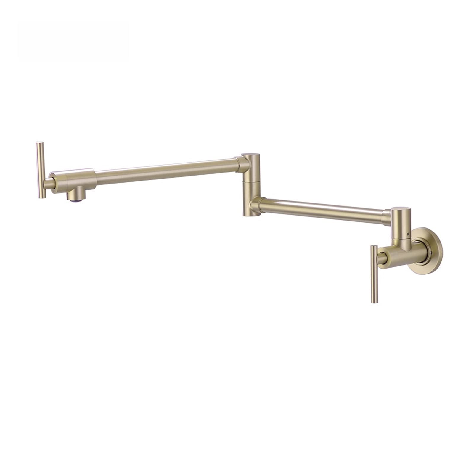 Cudtapi Brushed Gold Bathroom Faucet Brass Pot Filler Tap Wall Mounted Kitchen Sink Faucet Black Single Cold Taps Hole Faucets 360 Rotate Folding Spout Spigot(Brushed Gold)