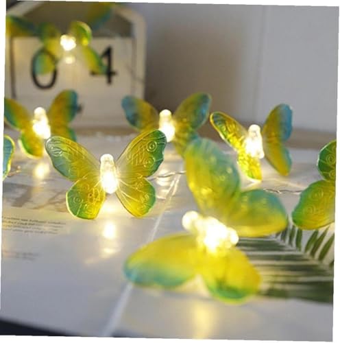 SHANJIA Guirnalda Luces Exterior Solar, 5m 20LED Mariposa Cadena de Luces 8 Modos Luz Solar Impermeable jardín Exterior interior fiesta de bodas en casa iluminación navideña (Verde)
