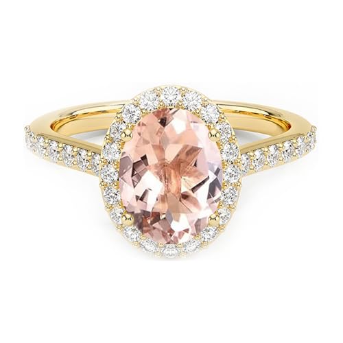 10K 14K 18K Solid Gold Oval Shaped Ring 6X8 MM 1.5Carat Gemstone Vintage Ring Engagement Ring for Women Oval Cut Unique Gemstone Bridal Wedding Ring Size 4~15