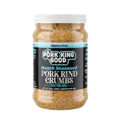 Pork King Good Low Carb Keto Diet Ranch Pork Rind Breadcrumbs! Perfect For Ketogenic, Paleo, Gluten-Free, Sugar Free and Bariatric Diets (Ranch, 12 Oz Jar)