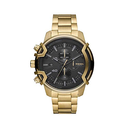 Diesel Uhr für Herren Griffed, QuarzChronographenwerk, 48mm GoldEdelstahlgehäuse mit Edelstahlarmband, DZ4522