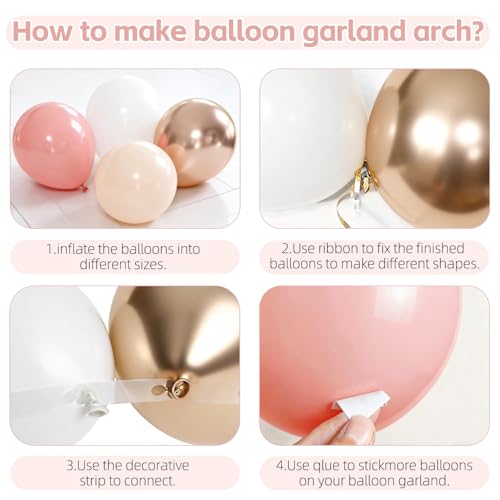 Image of Retro Blush Pink Balloons, Light Pink White Beige Gold Confetti, Party