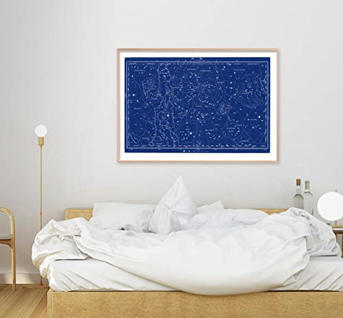 Large Horizontal Constellation Star Chart | Astrology Astronomy Zodiac Map Home Decor For Living Room, Bedroom, Nursery, Kid's Room #TOP2