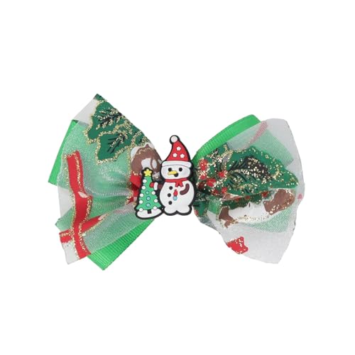 Nœud de Noël vert anti-glisse de 15 cm avec pince crocodile pour cheveux d'enfants