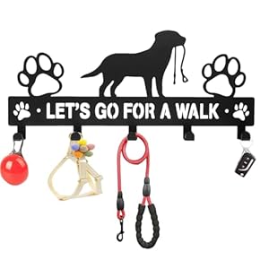 5-Hooks Dog Leash Holder for Wall， Dog Accessory Holder ，Metal Key Holder Leash Hooks