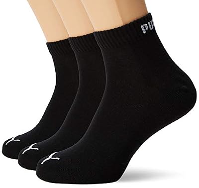 Puma Quarter - Chaussettes de Sport - Lot de 3 - Uni - Mixte Adulte - Noir - 43-46 EU ,