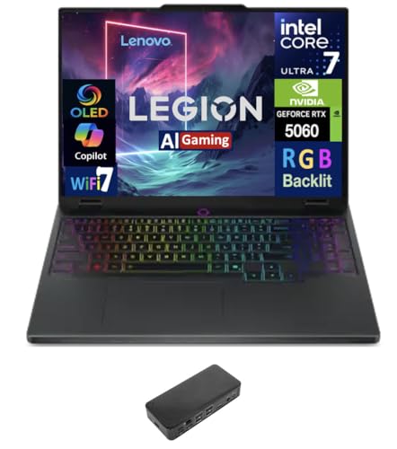 Image of Lenovo Legion 5i AI Gaming Laptop 15.1 inch OLED WQXGA Display (Intel Core Ultra 7 255HX, 64GB DDR5, 8TB PCIe SSD, GeForce RTX 5060, RGB KB, Thunderbolt 4, WiFi 7, Webcam, Win 11 Pro) w /USB-C Dock