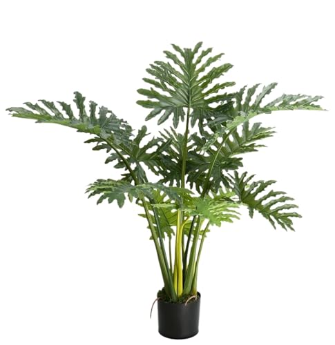 WOTZOV Árbol Artificial de 1,2 m, filodendro, decoración Moderna en Maceta para Interiores, hogar, Oficina, etc.