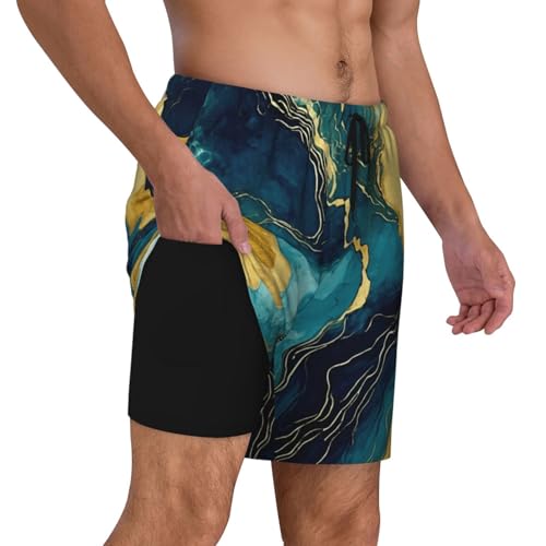 Marble Print Men Stylish Functionality Swim Trunks Breathable Beach Shorts Surfing Gym Fishing3