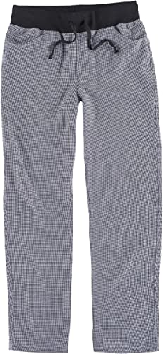 Teamwork Workteam Pantalón Cocinero Unisex, Chef, Pata de Gallo clásico. Cintura elástica y cordón. Negro+Blanco L Cover