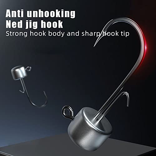 Adoolla 50Pcs Ned Jig Hook Kits, Jig Heads For Soft Worm T Tail Fishing Lure, Fishing Hooks Fishing Gear Accessories 3.5G #TOP6
