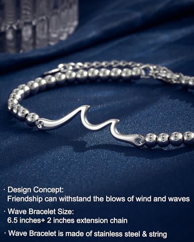 Tarsus Gift for Friends, The Waves of Life We've Through Together, Woman Friendship Gifts Idea, Wave Bracelet for Best Friend Bestie Soul Sister Birthday Gifts For Her4