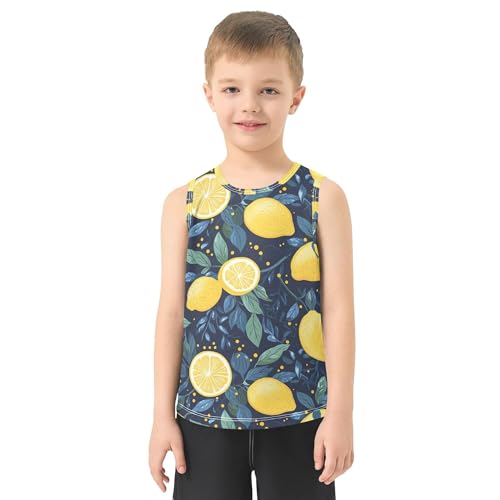 JUNZAN Cartoon Lemons Leaf Boys Tank Top Sleeveless Summer Vest Tee Athletic Workout Clothes for Outdoor Beach Fitness 3T2