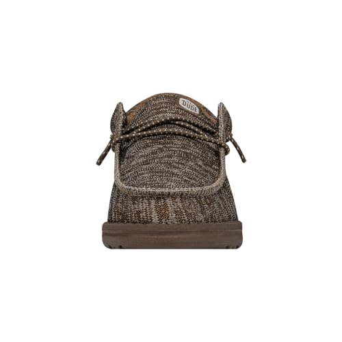 Image of HEYDUDE Boy's Wally-Youth Sport Knit Walnut Size 1 | Youth's Shoes | Youth Slip-on Loafers | Comfortable & Light-Weight