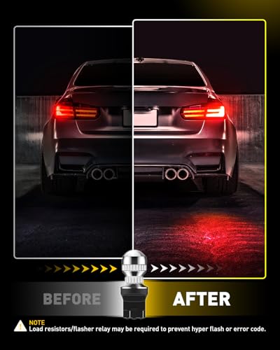 Image of AUXITO 7440 7443 LED Strobe Brake Lights Bulbs, Red Flashing Stop Light, Super Bright T20 W21W 7441 7444 7443R Flashing Strobe Blinking LED Tail Light Bulbs, Pack of 2