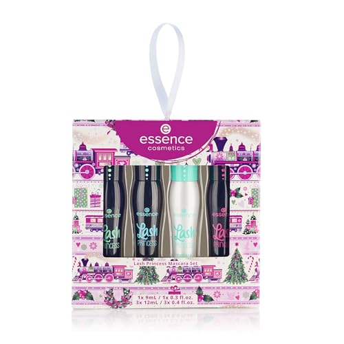 essence Lash Princess Mascara Set | 4 Vegan & Cruelty-Free Mascaras | False Lash Effect, Waterproof, Primer, Curl & Volume | Stocking Stuffer for Beauty Lovers