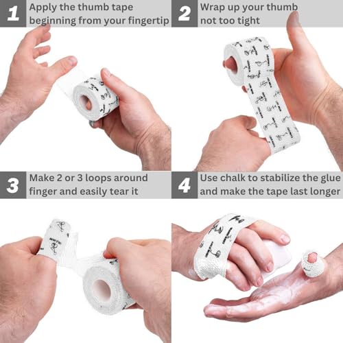 Image of WARM BODY COLD MIND 1.85 inch Weightlifting Thumb Tape - Hook Grip Tape for Powerlifting, Cross Training, Gym Tape, Workout, Weight Lifting Tape, Athletic Finger Wrap (White 3 Rolls)