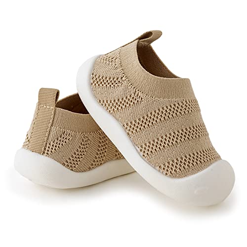 Image of BAOFENGYU Baby First-Walking Shoes Slip-On Toddler Shoes Non-Skid Infant Sneakers Breathable Cotton Elastic Socks Shoes with Memory Insole for kids Indoor Outdoor Unisex