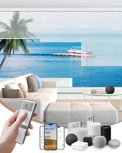 Kincmo Motorized Blinds with Remote, Light Filtering Roller Shade...