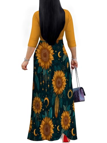 Image of PinkPatty Women's Long Sleeve Maxi Dress Plus Size Trendy Wedding Guest Wrap Dress with Pockets&Belt