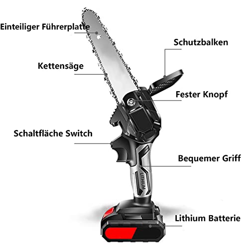 Foto von Mini KettensäGe Mit Akku, 6 Zoll Mini Akku KettensäGe Mit 2 Akku und 2 Ketten, HandkettensäGe Akku, füR Gartenarbeit Baumbeschneidung Holzschneiden