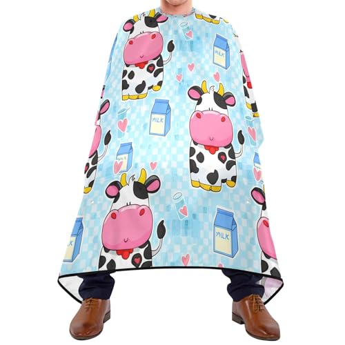 Capa de Corte de Pelo Cartoon Cows Impermeable Profesional para Barbería con Cierre de Broche Ajustable para Estilismo y Peluquería miniatura 1