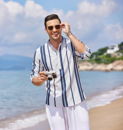 Image of Zombom Men's Cotton Polyester Blend Solid Regular Fit Full Sleeve Printed Short Kurta | Ethnic, Lightweight Summer Kurta for Daily & Occasion Use | Men's Trendy Short Kurta