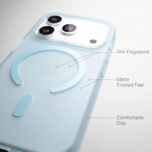 Image of amazon basics Luxury Paper Thin Case Cover for iPhone 17 Pro | Matte Finish | Compatible with magsafe | (Light Blue, iPhone 17 Pro)