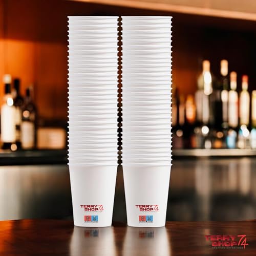 Terryshop74 Bicchieri in carta mod 180 XL Bevande calde e fredde bibite a prova di tenuta (XL Bianco, 100, unità)