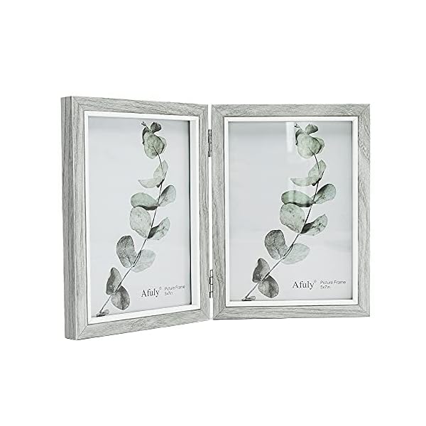 Afuly 2 grau Bilderrahmen 13 x 18 Doppel Fotorahmen für Home Office Schreibtisch Freunde Geschenke