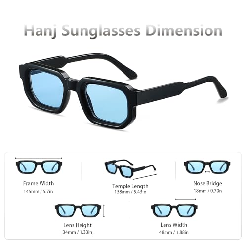 Image of Hanj Rectangle Retro Sunglasses for Women Men Vintage Square Sun Glasses Fashion Classic 90s Shades