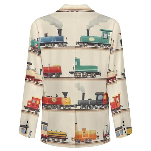 Steam Train Men's Blazer Printed Button Suit Jacket Slim Sport Coat Blazers4