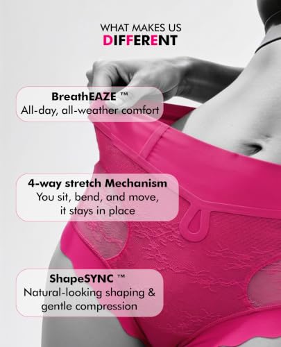 Image of PINQ POLKA Tummy Tucker High Waist Shaper Brief Panty Women, Underneath Belly Fat Control Shapewear All Weather, Breathable Lace