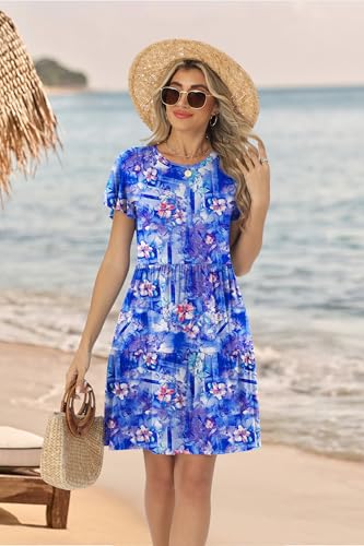 Image of HiMONE Summer Dresses for Women 2025 Vacation Sundresses Ruffle Sleeve Boat Neck with Pockets A Line Casual Dress XS-2XL