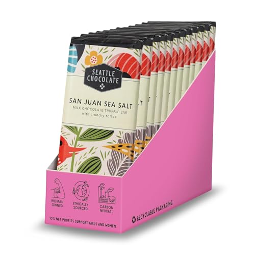 Seattle Chocolates Bar, San Juan Sea Salt, 2.5 Ounce (Pack of 12)