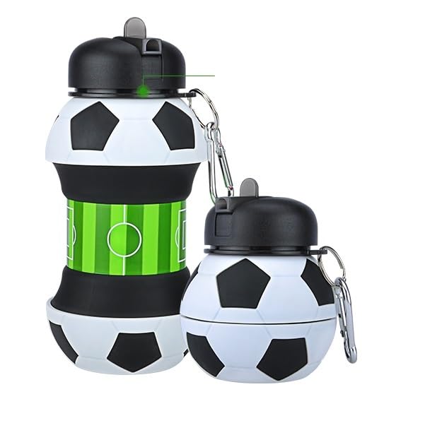 Flexible Collapsible Kids Water Bottles Foldable Sports Water Bottle bpa free Leakproof Water Bottle with lid Carabiner 550ml Capacity (White)