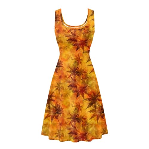 Image of TOADDITDO Women's Sleeveless O Neck Beach A-Line Party Coctail Tank Dresses Flared Sundress