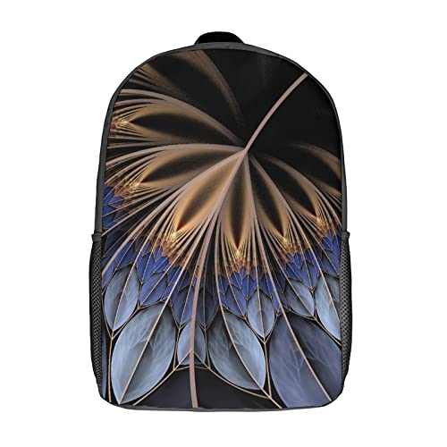 Sac à dos imprimé 3D fractal : grand sac d'école mixte 17 pouces pour ordinateur et cours