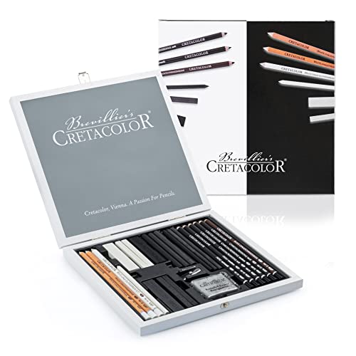 CRETACOLOR Künstlerset"Black & White Box" | 25-teiliges Zeichenset | in exklusiver Holzkassette Cover