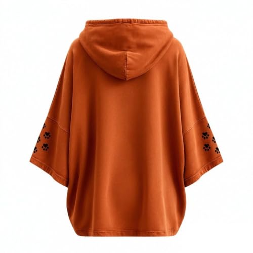 Halloween Hoodies for Women Fall Funny Black Cat Pumpkin Print 3/4 Sleeves Crewneck Casual Sweatshirts - image 3