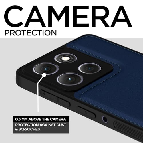 Image of Outlouders Back Cover for Motorola Moto G86 Power 5G | Full Camera Protection | Super Soft-Touch | Raised Edges | Flexible Pu Leather | Bumper Case (Blue)