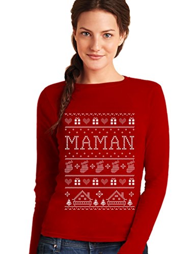 Green Turtle T-Shirts T Shirt Maman Famille Assorti Noel T-Shirt Manches Longues Femme Large Rouge